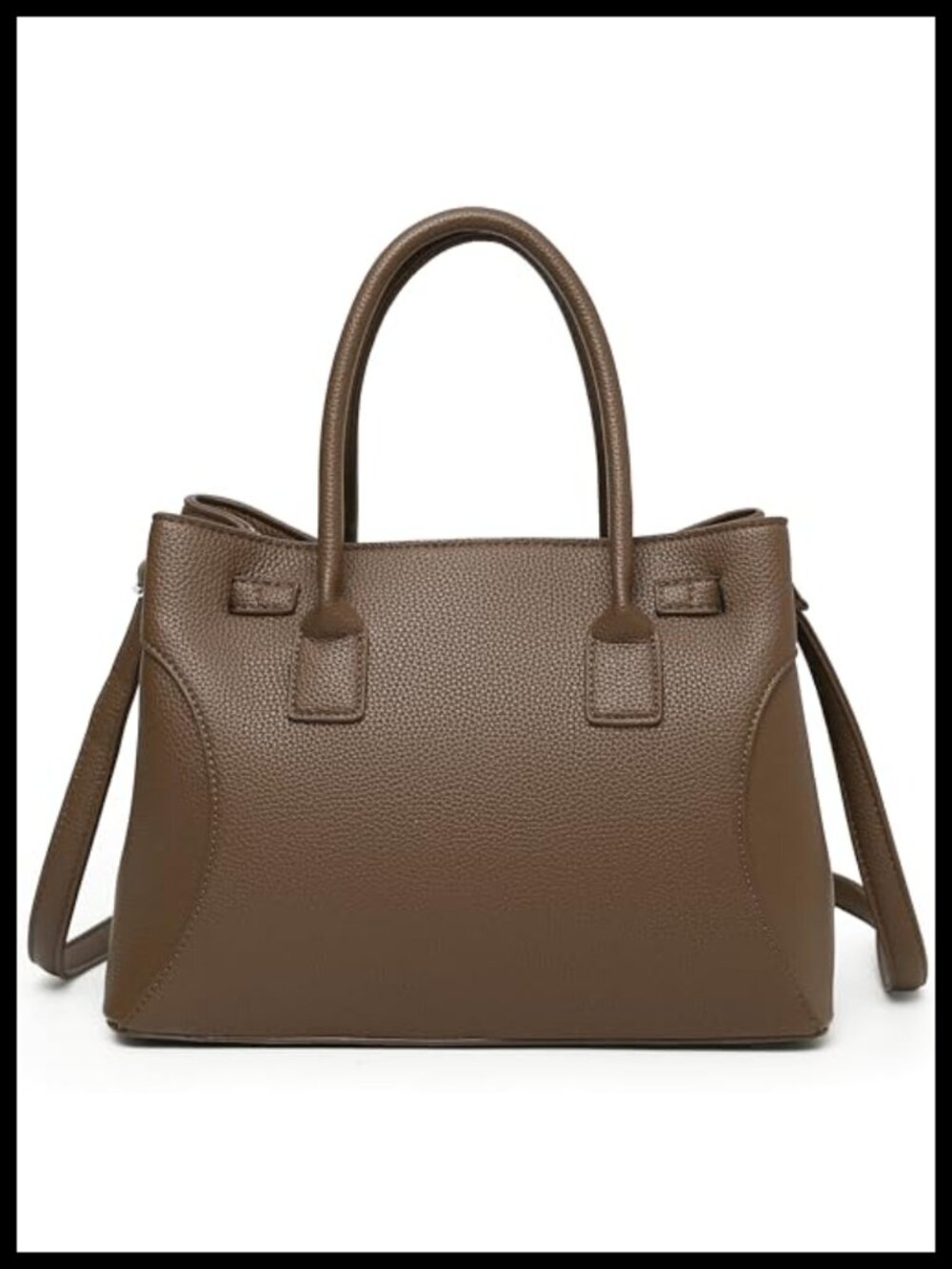Medium Top-Handle Satchel Tote Bag Women Work Handbag Faux Leather